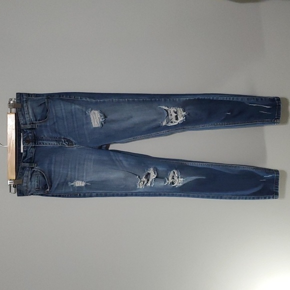Eunina jeans women's size 7 blue ripped destroyed holes super high skinn… - Picture 1 of 12